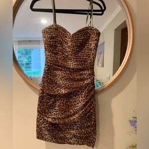 NWT BCBG Leopard Print Strapless Mini Dress